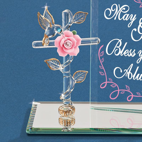 "May God Bless" with Cross