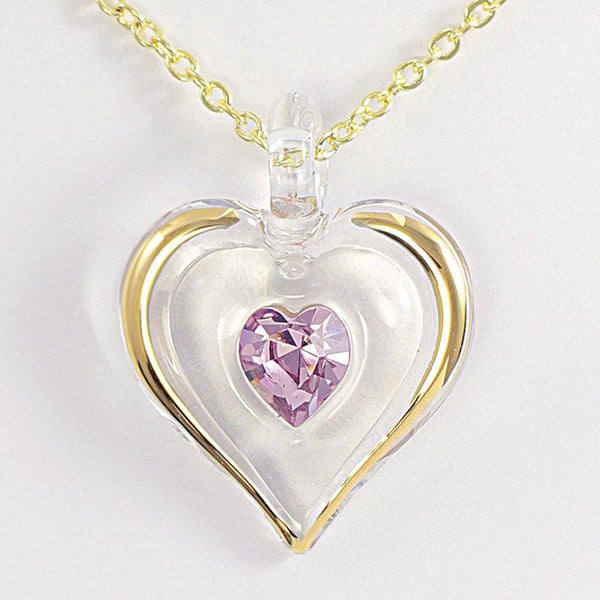 June Birthstone Heart Necklace