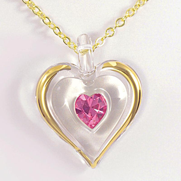 October Birthstone Heart Necklace