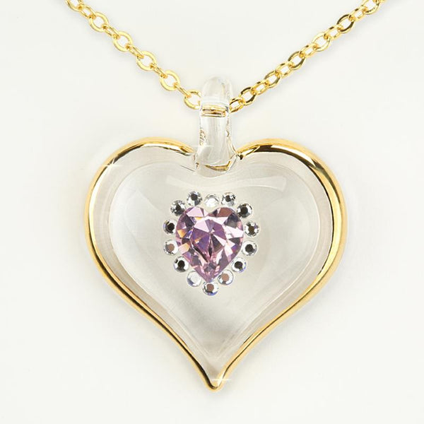 June Birthstone Sparkle Heart Necklace
