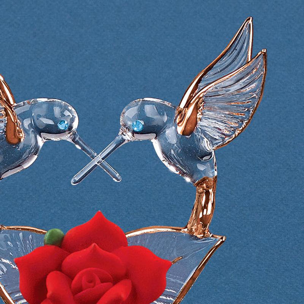 Hummingbirds with Red Rose