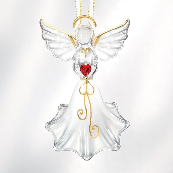 Angel with Red Crystal Heart Ornament