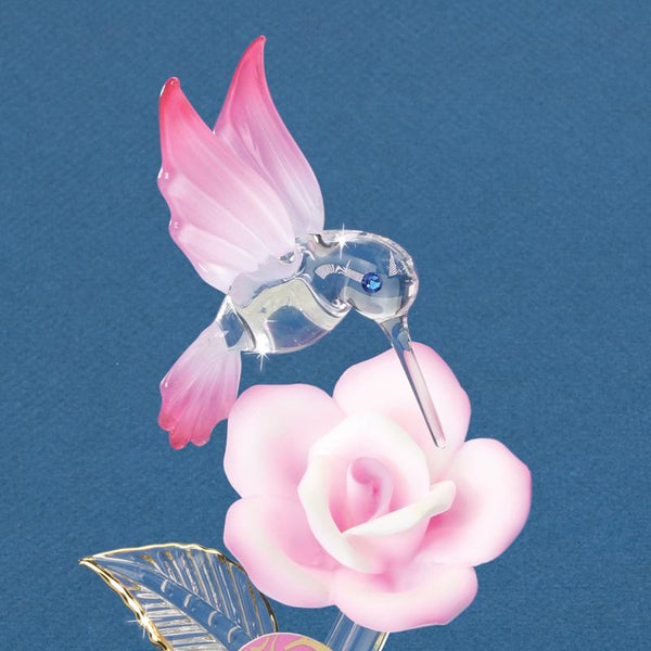 P3 404-T5: "I Love You" Hummingbird with Pink Rose