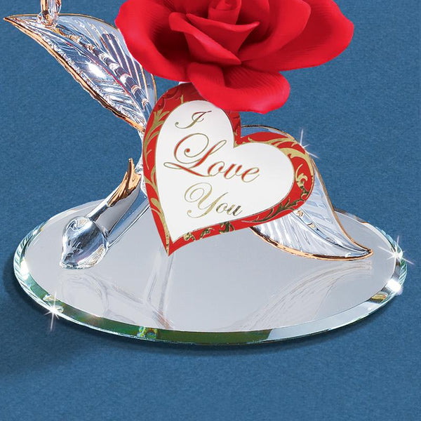 P5 401-TG: "I Love You" Hummingbird on Red Rose