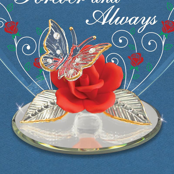"I Love You Always" Butterfly and Red Rose