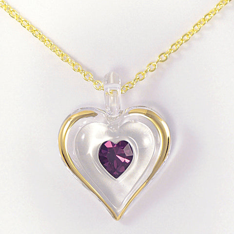 February Birthstone Heart Necklace