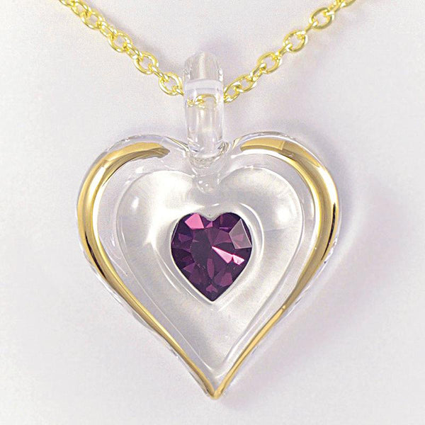 February Birthstone Heart Necklace