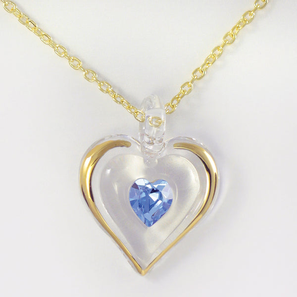March Birthstone Heart Necklace