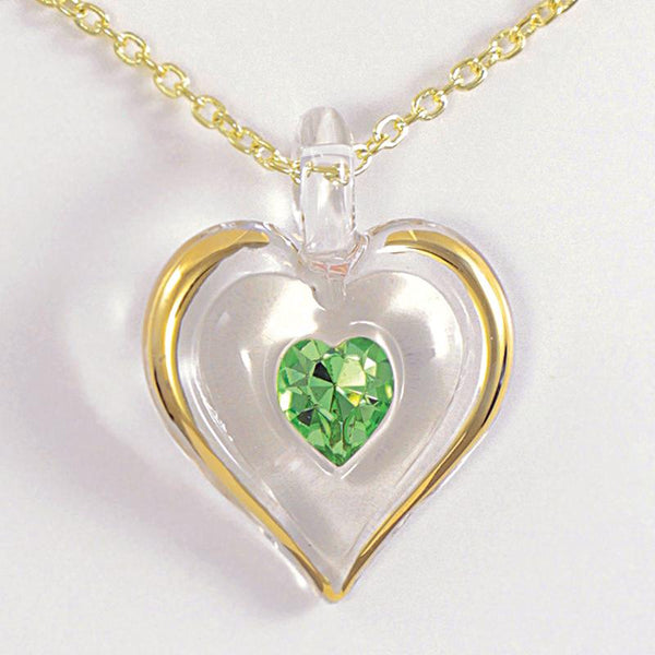 August Birthstone Heart Necklace