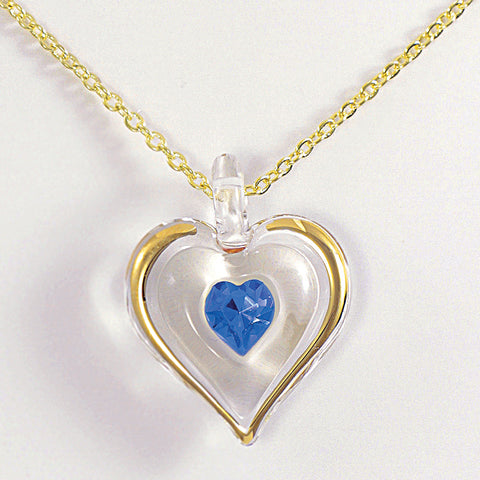 September Birthstone Heart Necklace