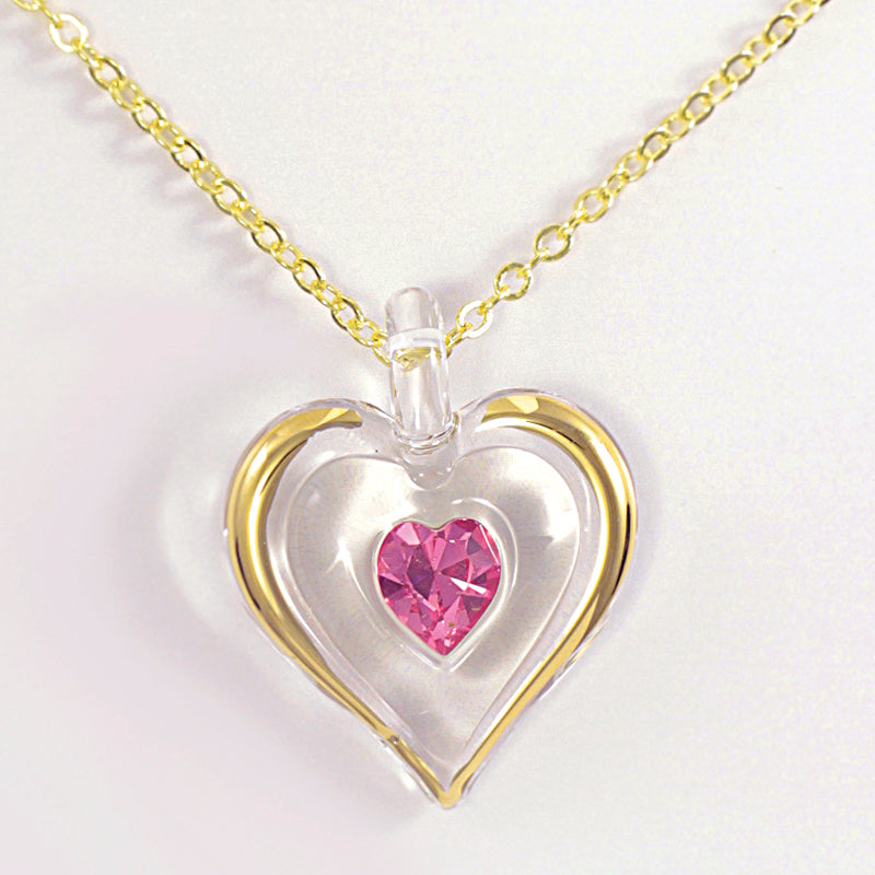 October Birthstone Heart Necklace