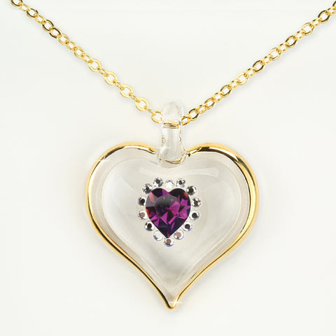 February Birthstone Sparkle Heart Necklace