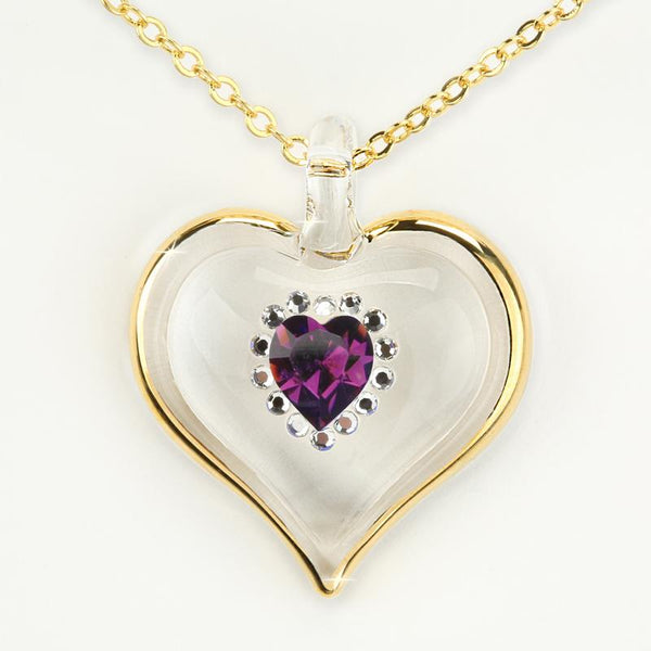 February Birthstone Sparkle Heart Necklace