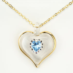March Birthstone Sparkle Heart Necklace