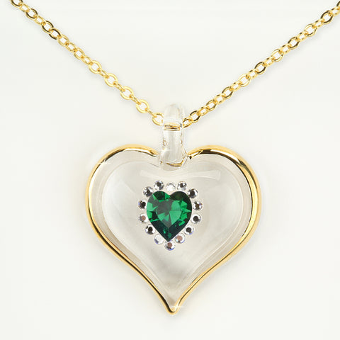 May Birthstone Sparkle Heart Necklace