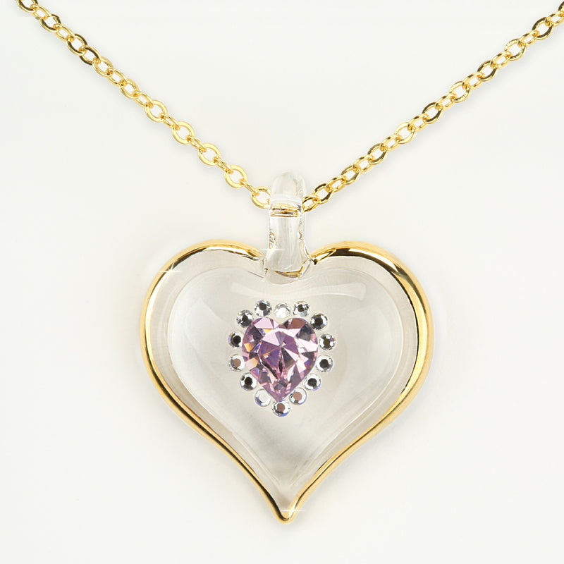 June Birthstone Sparkle Heart Necklace