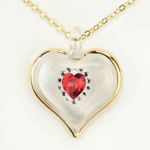 July Birthstone Sparkle Heart Necklace