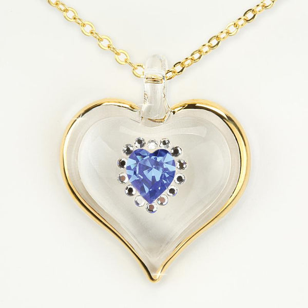 September Birthstone Sparkle Heart Necklace