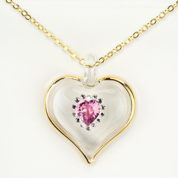 October Birthstone Sparkle Heart Necklace