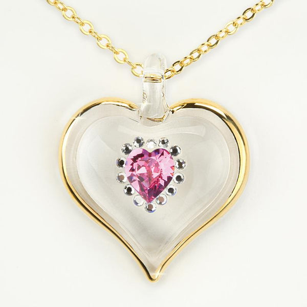October Birthstone Sparkle Heart Necklace