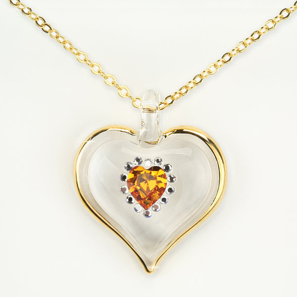 November Birthstone Sparkle Heart Necklace
