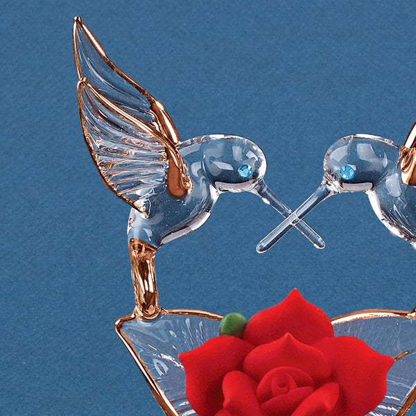 Hummingbirds with Red Rose