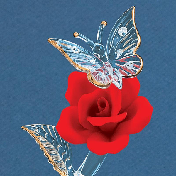 "I Love You" Butterfly with Red Rose