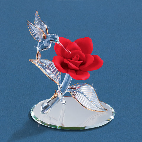 Hummingbird with Red Rose