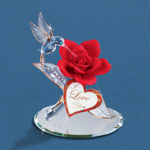 "I Love You" Hummingbird on Red Rose