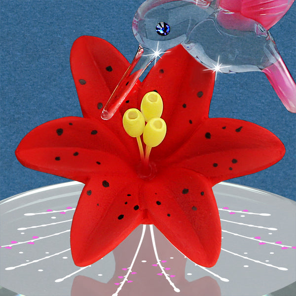Hummingbird with Red Lily